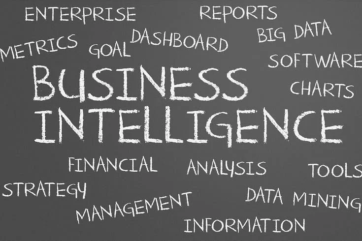 An illustrated chalkboard connecting information, analysis, strategy and measurement.